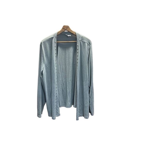 Fashion Bug 1X Grey and Silver Studded Open Front Cardigan - Picture 1 of 5